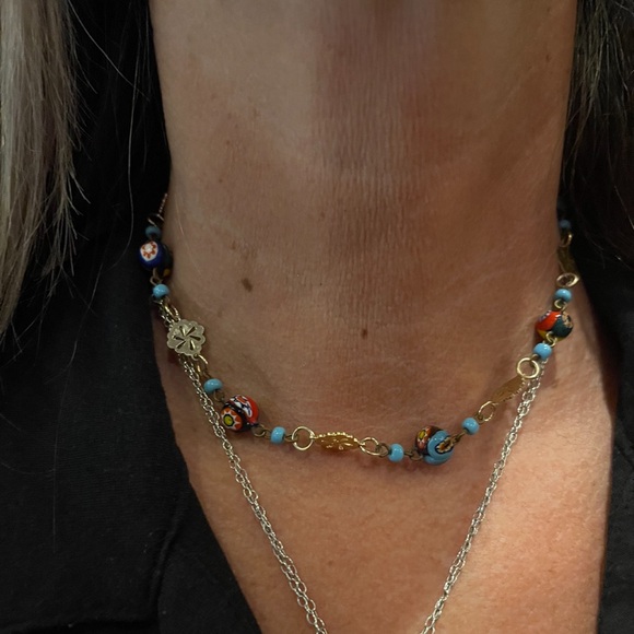 Vintage Murano Millefiori Delicate Necklace Never Worn Made in Italy 15 1/2” - Picture 5 of 9